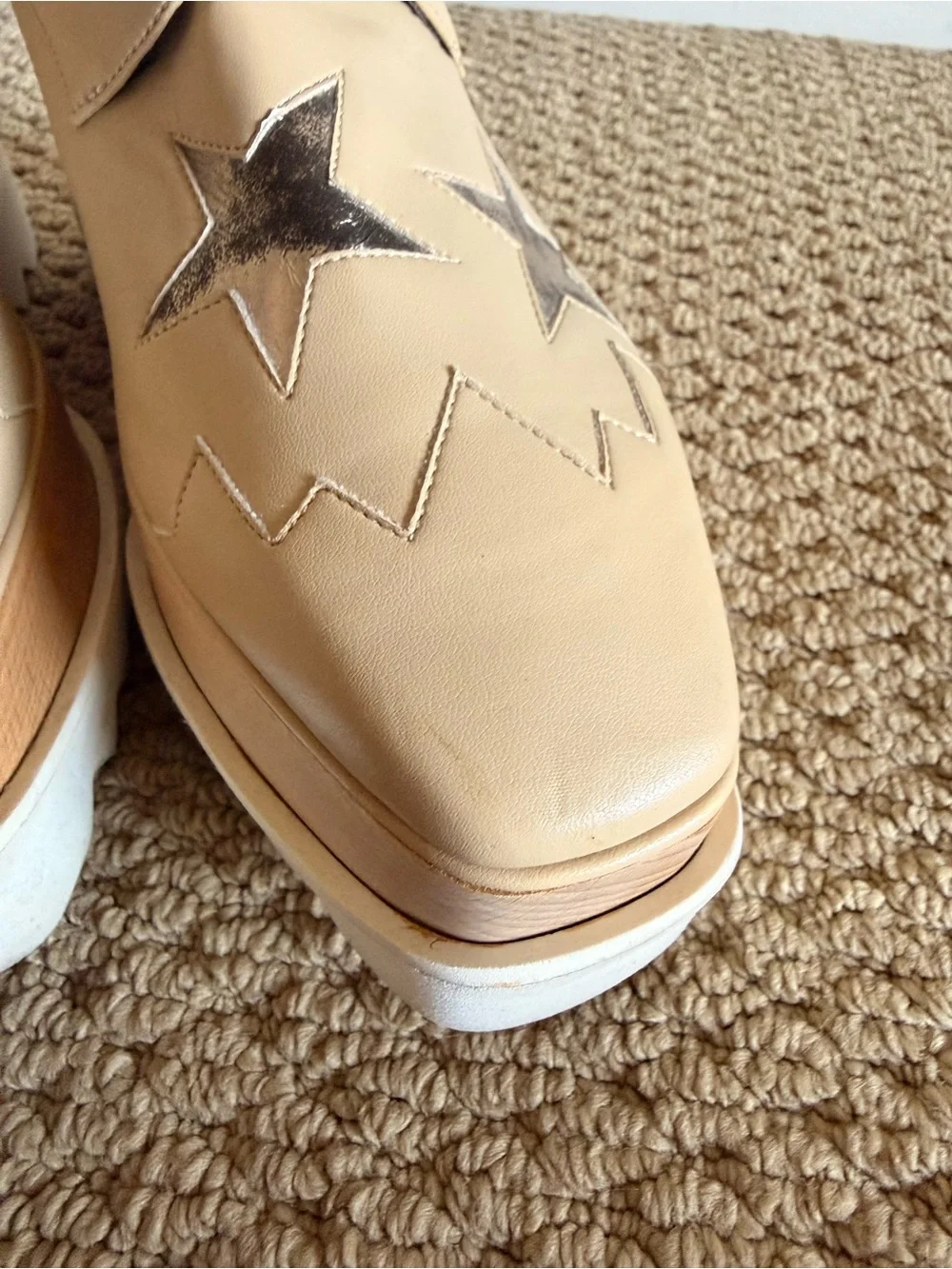 Stella McCartney Beige Platform Lace-Up Stars Derby Shoes